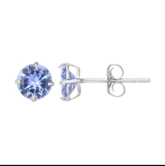 14 K White Gold 1 Carat Tanzanite Studs - Picture 3 of 3